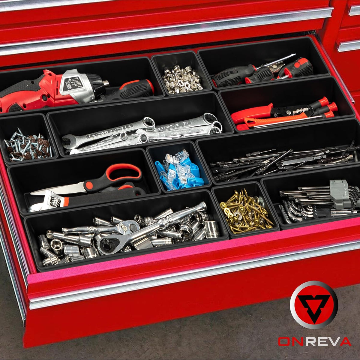 ONREVA Tool Box Organizer Tray Divider Set, Extra Large Toolbox Trays, Tool B...