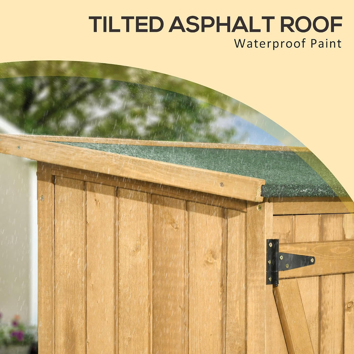outsunny outdoor storage cabinet waterproof asphalt rood lockable shown in use