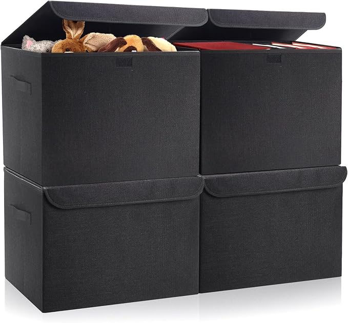 Bagnizer Large 22 Quart Linen Fabric Foldable Storage Bin Cube Organizer Basket by Bagnizer