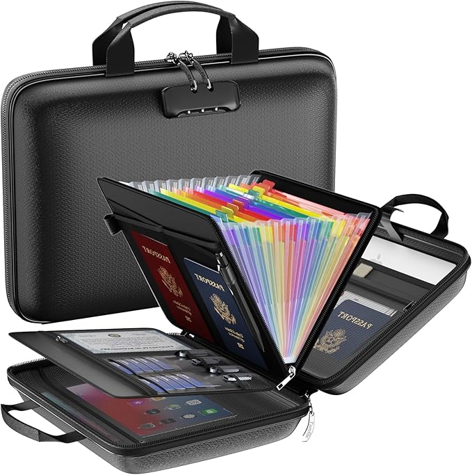 Fireproof File Organizer with Lock, Hard-Shell Case Fireproof Document Box with by Tamfile