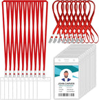 100 Pcs Clear Vertical Badge Id Card and 100 Pcs Lanyard, Reusable Lanyards by Orcielo