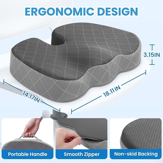 TushGuard Office/Car Seat Cushion, Non-Slip Sciatica & Back Coccyx Tailbone - Image 2
