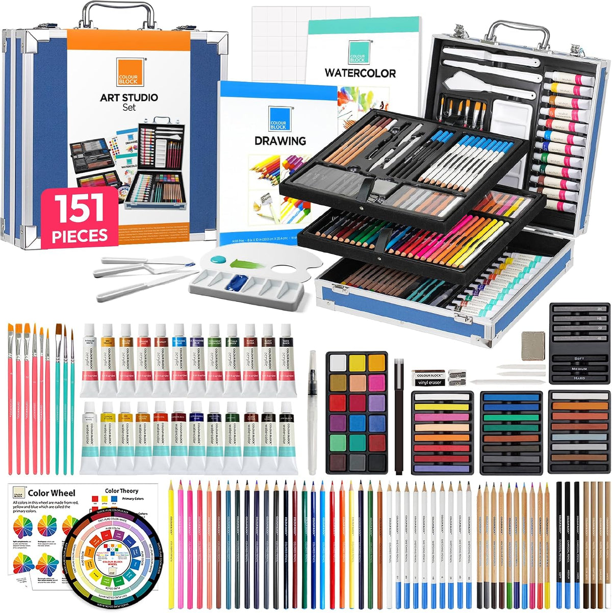 colour block 151-piece professional art supply set with, main product view
