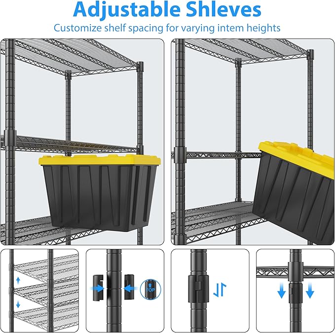 Homdox 5 Tier Storage Racks and Shelving, 3000LBS Commercial Adjustable Wire - Image 7
