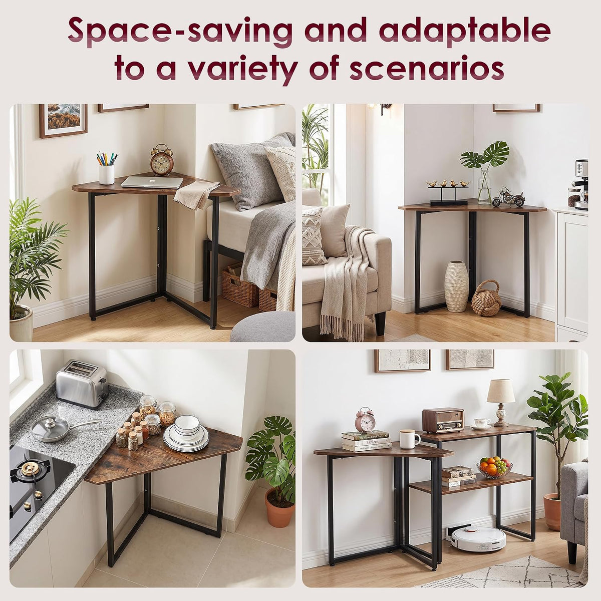 VECELO Corner Desk,Office Tables for Living Room for Small Space Triangle Com...
