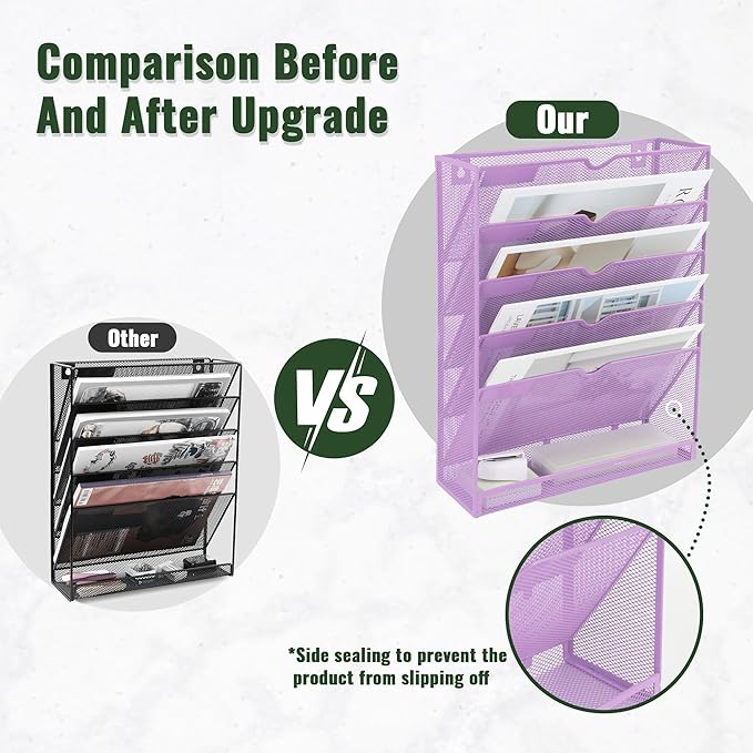 EASEPRES 6 Tier Mesh Hanging Wall File Organizer, Desk Vertical Mail Paper - Image 3