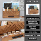 dreampossible Brown Wood Desk Organizer and Accessories - Image 6