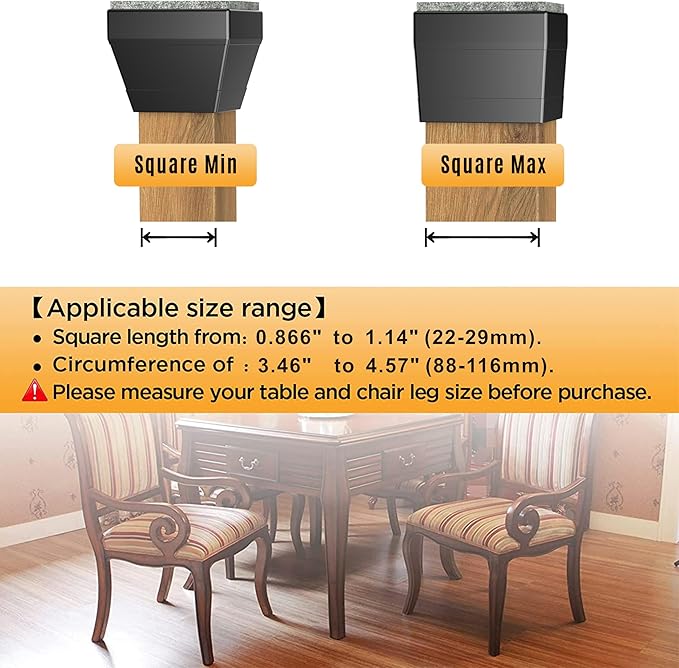 Square Chair Leg Protectors for Hardwood Floors - Image 3
