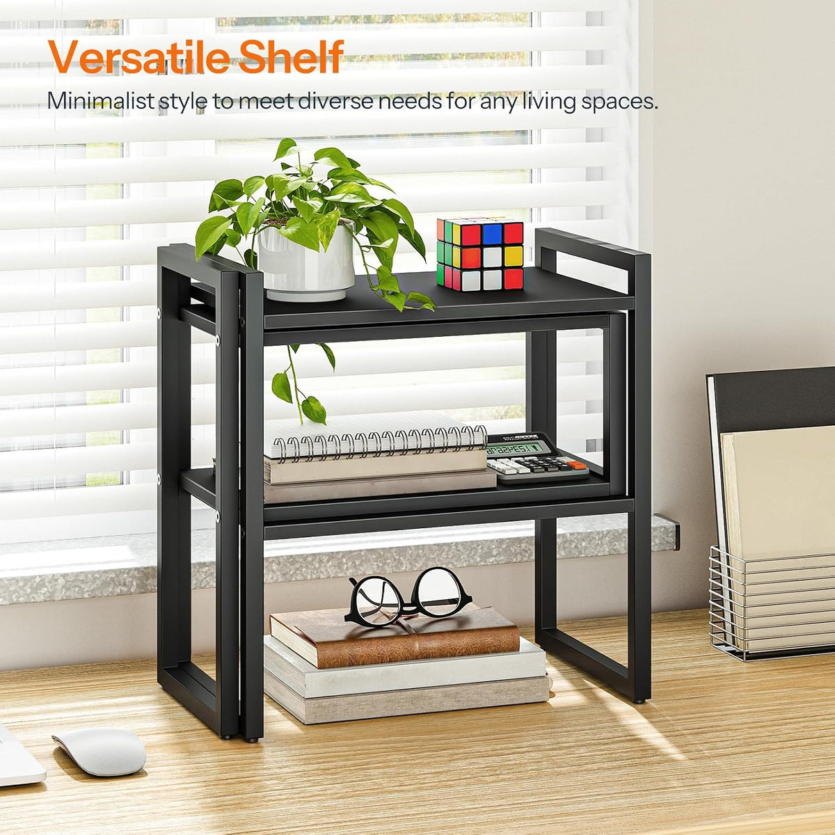HOOBRO Desk Shelf Organizer,Adjustable Desk top Organizer Shelf, 2-Tier Shelf...