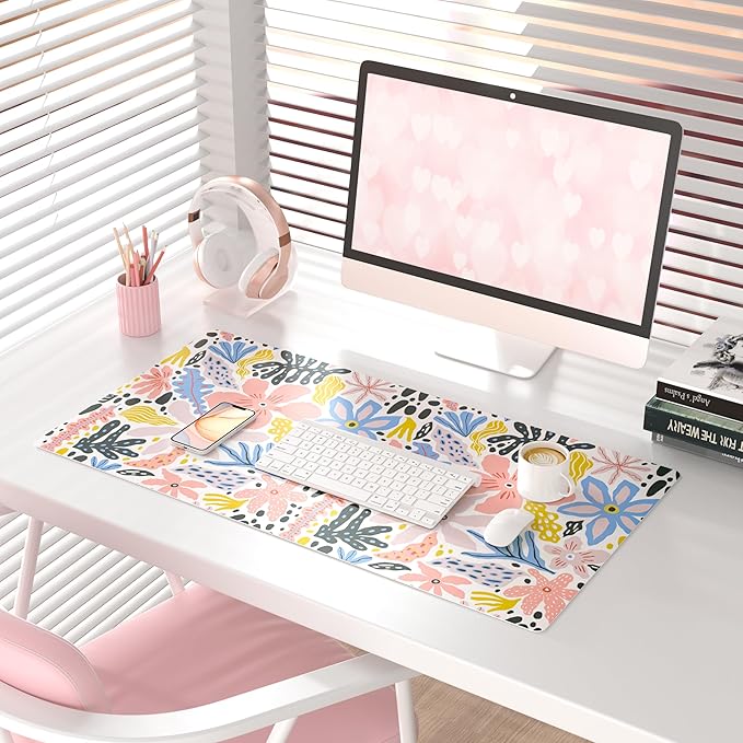 QIYI Floral Large Mouse Pad, Cute Desk Mat - Image 2
