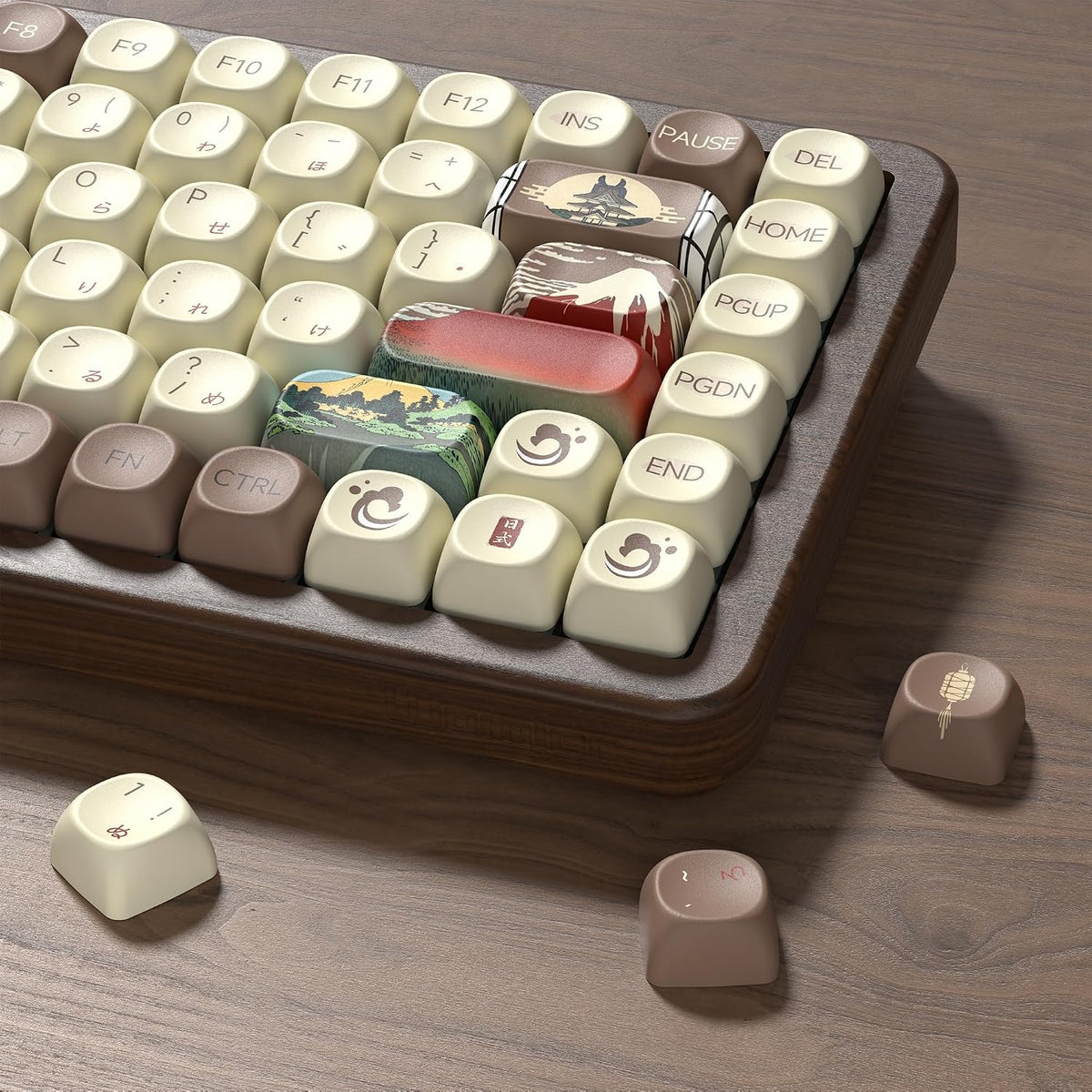 Womier 75% Wireless Creamy Keyboard with Wood Shell, QMK/VIA WD75 V2