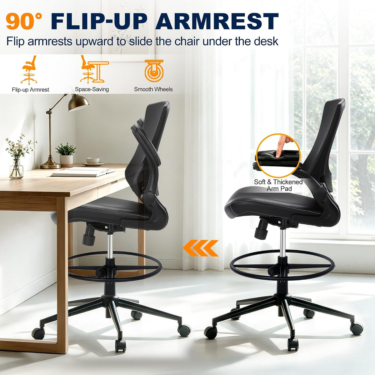 Misolant Drafting Chair for Standing Desk, Tall Office Chair with Adjustable ...