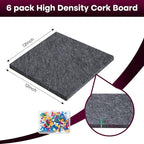 Bouiexye Felt Cork Board Tiles 6 Pack Grey Bulletin Boards 12"x12" - Image 2