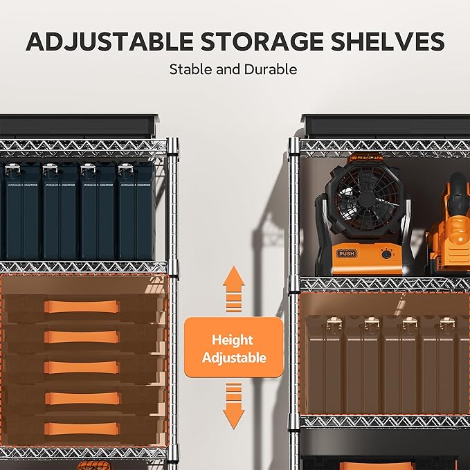 M MZG 4 Tiers Storage Shelves Load 1400LBS, Metal Shelving Wire Metal Shelving - Image 4