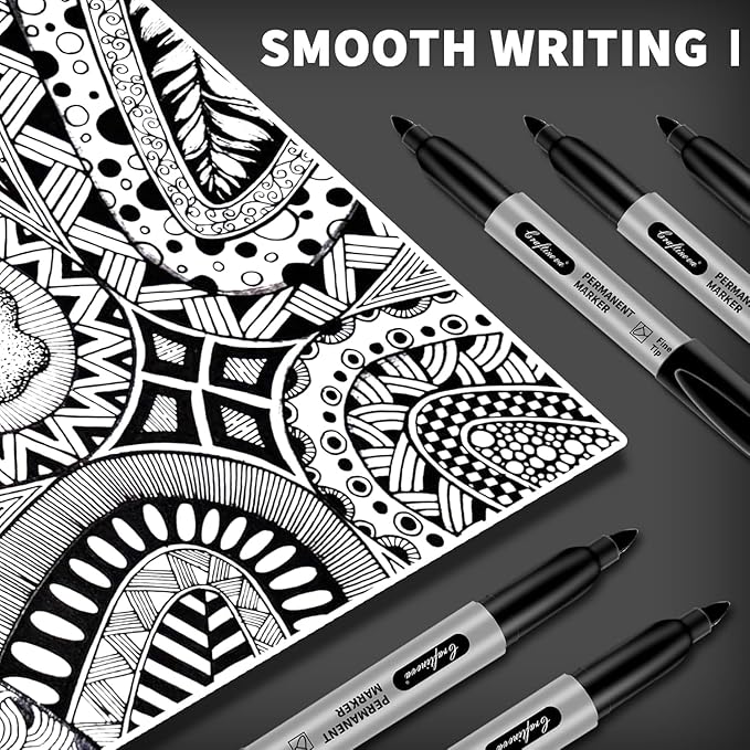 craftinova Black Permanent Markers Bulk Fine Point, Fine Tip Markers Set - Image 7