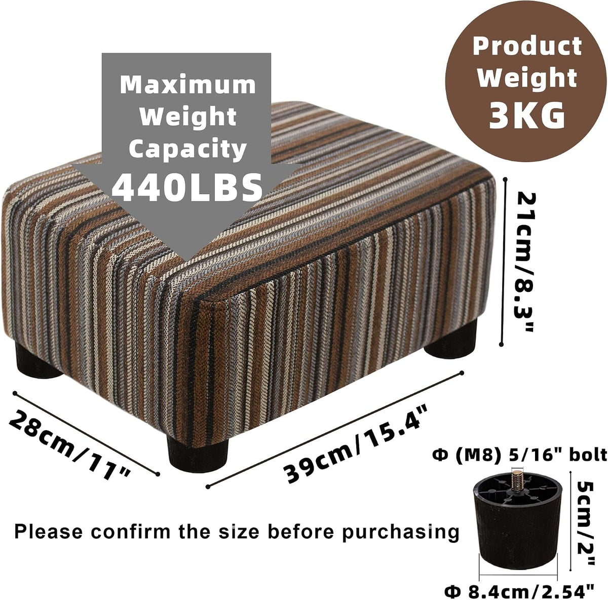 CAROLMADE Small Foot Stool Ottoman Footstool with Legs Under Desk Footrest fo...