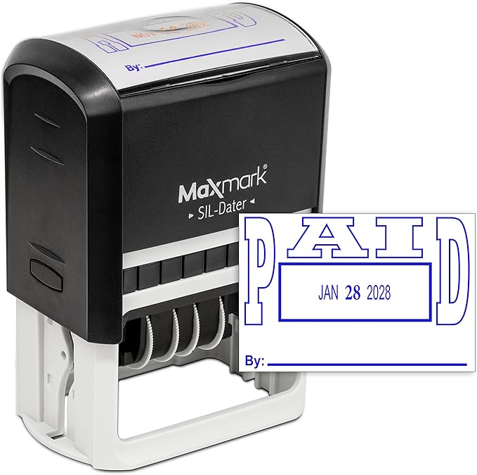MaxMark Large Self-Inking Rubber Date Office Stamp by Maxmark