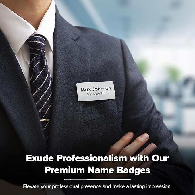 Name Tag, Magnetic Brushed Aluminum Name Tags, Personalized Name Tags, 1.5x3 - Image 2