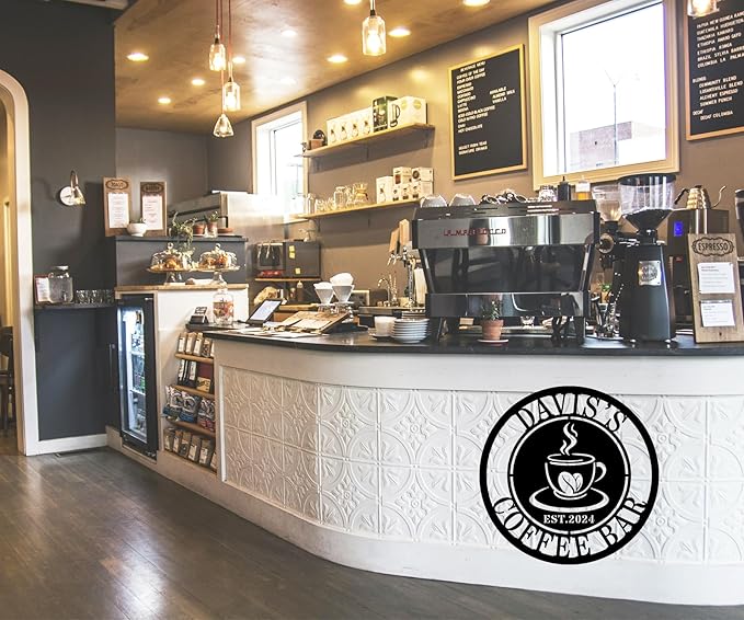 Personalized Coffee Bar Metal Sign, Custom Metal Coffee Sign, Coffee Metal Wall - Image 3