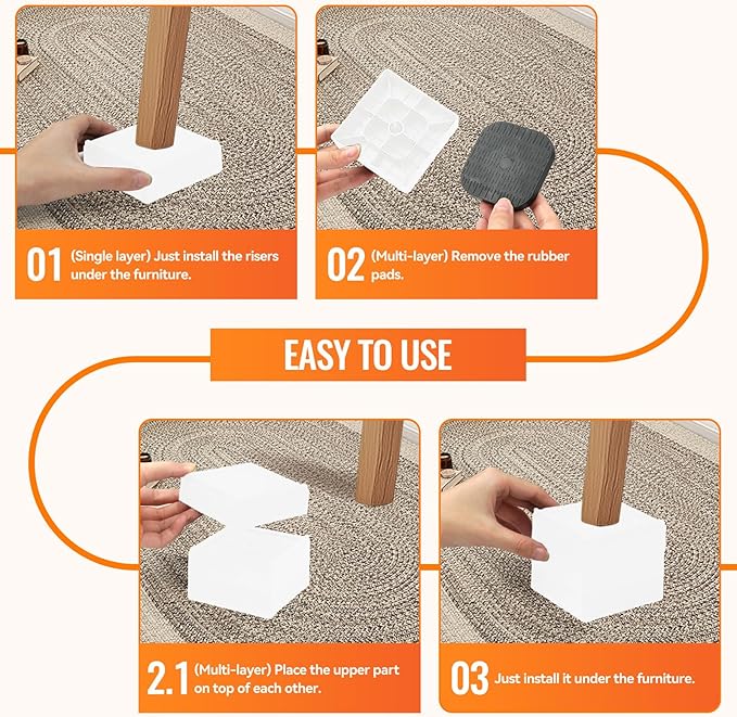 shouwuhho Furniture Risers, 8 Pack Bed Risers - Image 7