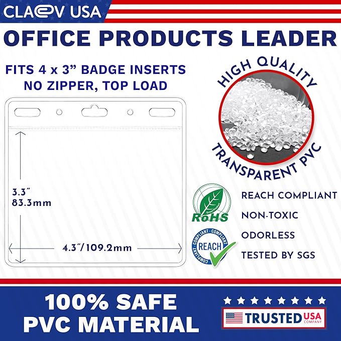 Claev - Horizontal Flexible and Tear Resistant Card Protector - Clear, 4x3 Inch - Image 2