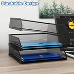 Natwind 3-Tier Stackable Paper Tray, Metal Mesh Desktop Organizer, A4 Paper - Image 3