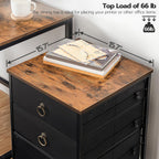 HOOBRO 3-Drawer Mobile File Cabinet, Vertical Filing Cabinet, Under Desk Storage Drawers for Home Office, Rolling Printer Stand, A4/Letter-Sized, Nonwovens Drawer, Rustic Brown and Black BFK30WJ01