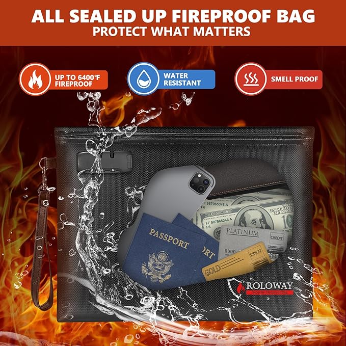 ROLOWAY Fireproof Document Bag, 6400℉ Fireproof Money Bag - Image 3