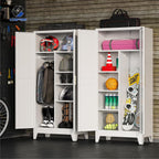 cofar metal wardrobe closet, bedroom armoire with adjustable, side view