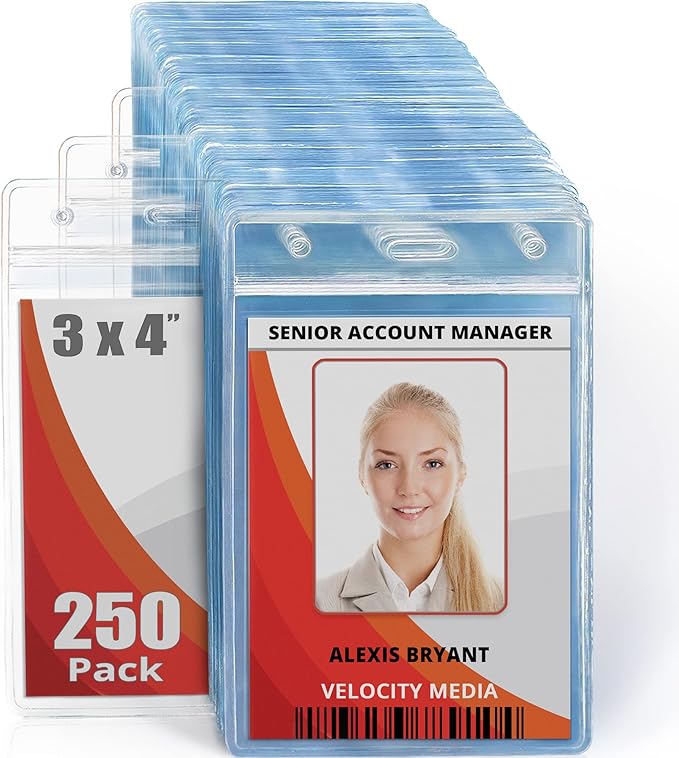 Mifflin-USA Large Vertical ID Badge Holders, Plastic Nametag Covers by MIFFLIN