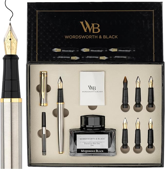 Wordsworth & Black Calligraphy Pen Gift Set, Includes Bottle, 6 Cartridges by WordsworthBlack