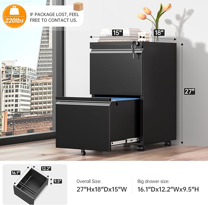 INTERGREAT 2 Drawer File Cabinet - Image 3