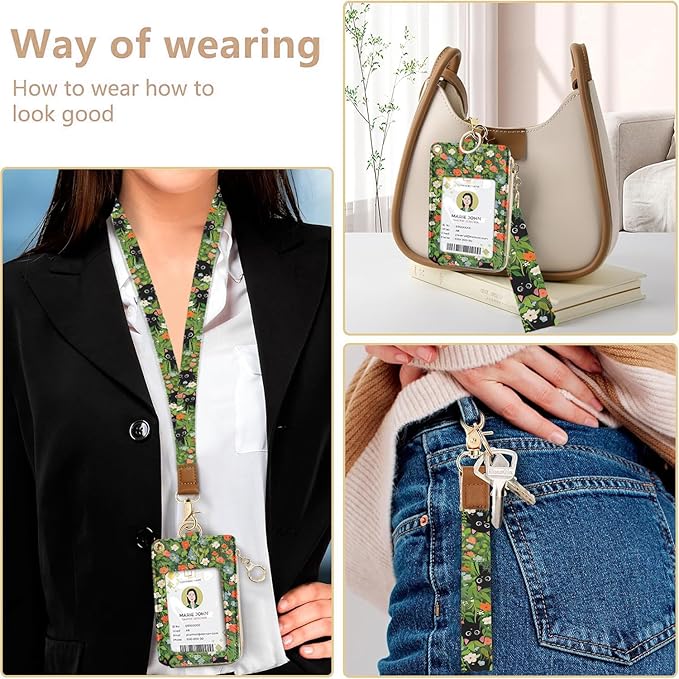 bolimoss Cute 2-in-1 ID Badge Holder & Lanyard Wallet, 5 Card Slots, 1 Side - Image 5