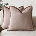Foindtower Set of 2 Decorative Linen Fringe Throw Pillow Covers Boho Farmhouse