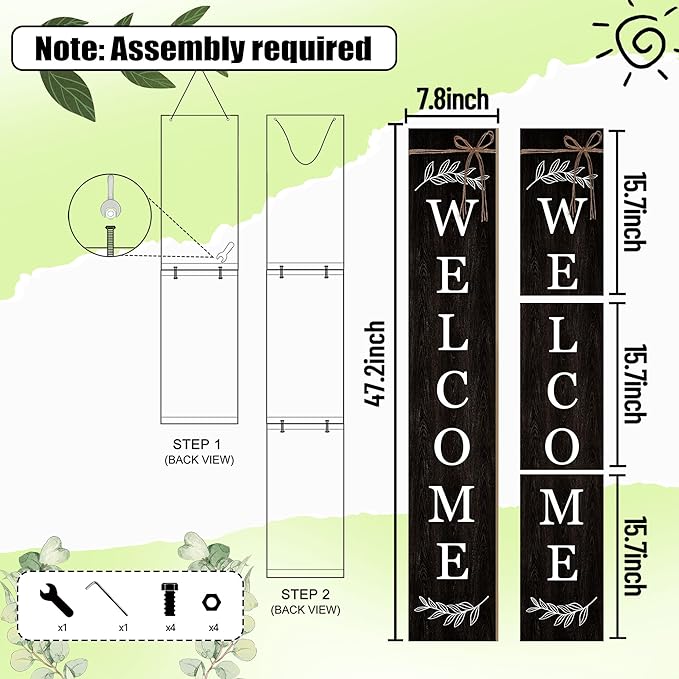 Welcome Porch Sign Decor Wooden Hanging Sign Door Porch Standing Decorative - Image 2