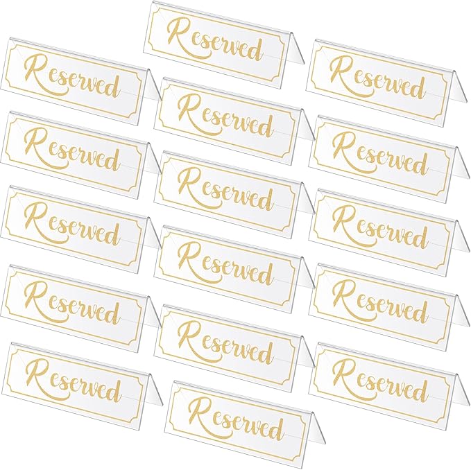 16 Pieces Reserved Sign Acrylic Clear Reserved Table Tent Signs Table Number by Jetec