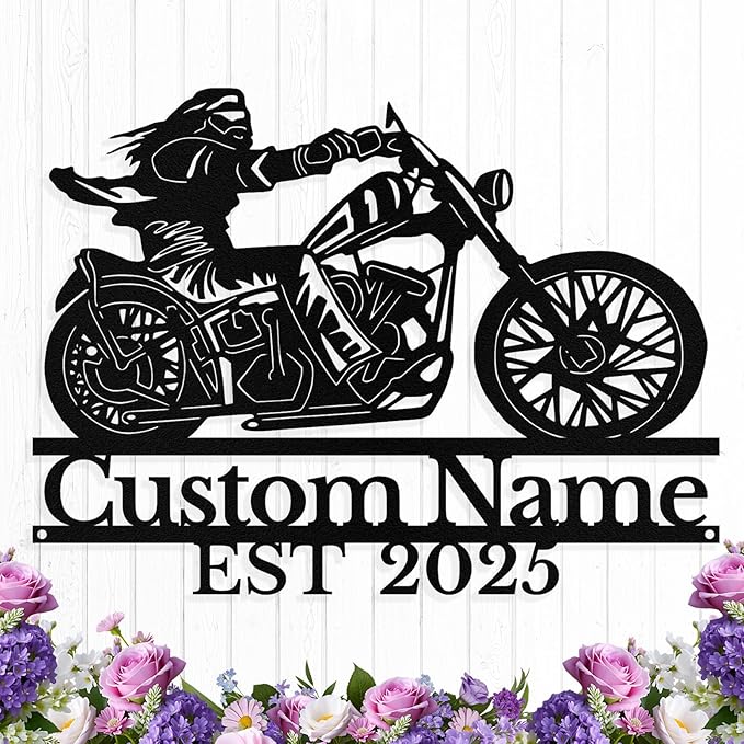 Custom Motorcycle Metal Sign Personalized Biker Name Sign Motorcycle Wall Art by HengMeiZiK