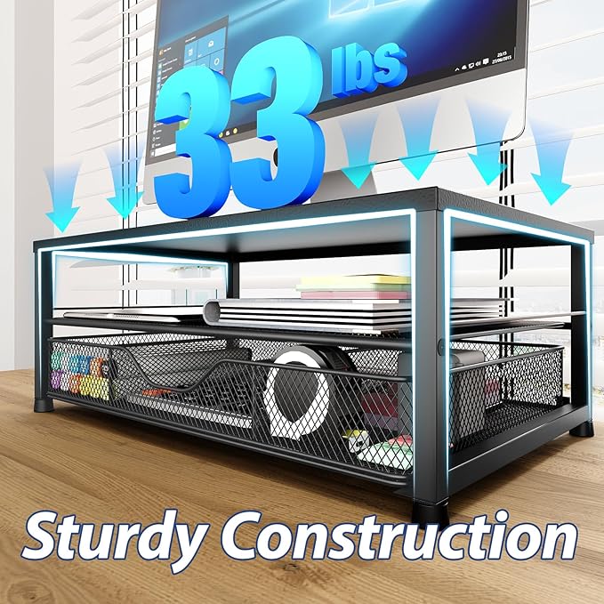 OPNICE Desk Organizer and Accessories, 2-Tier Computer Monitor Stand Riser - Image 5