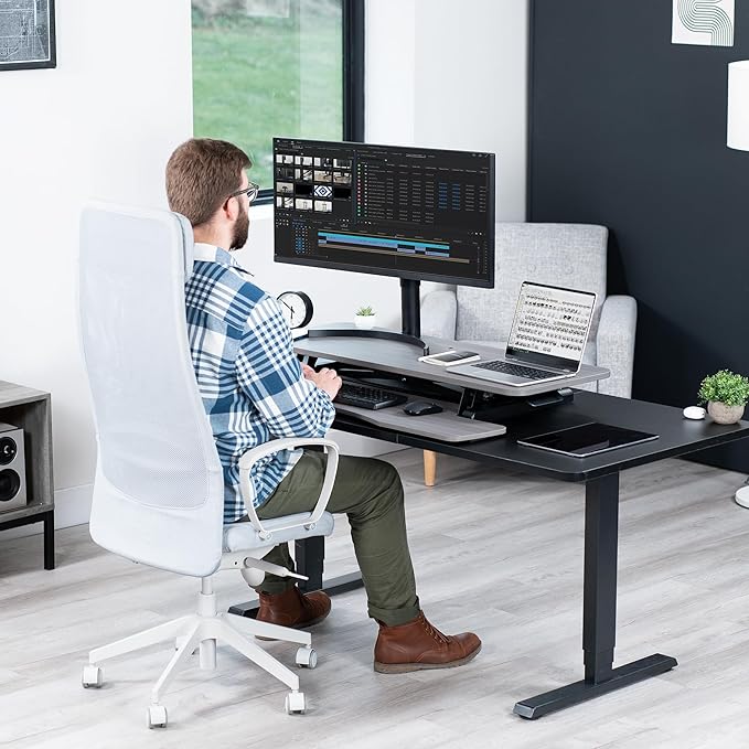 VIVO 42 inch Desk Converter, K Series, Height Adjustable Sit to Stand Riser - Image 8