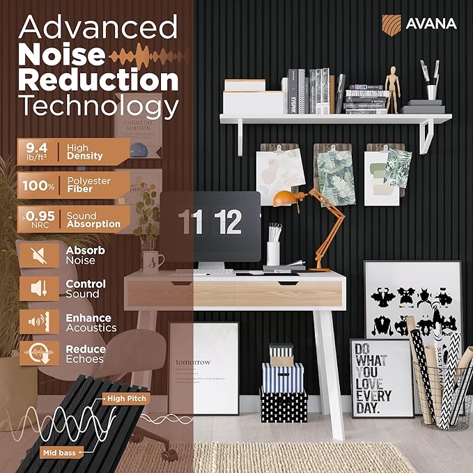Avana Acoustic Wood Wall Panels – 94.4 X 12.6 Inch Black Oak Acoustic Panels 2 - Image 5