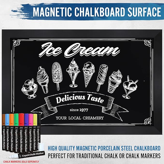 HBCY Creations Rustic Black Magnetic Wall Chalkboard, Extra Large Size 24" x 36" - Image 5