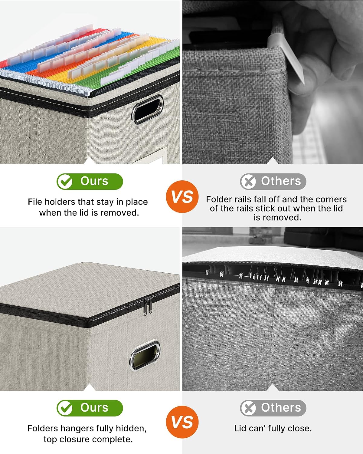Oterri File Box Small 2-Pack Mesh Pockets Hanging Organizer for Letter-Size