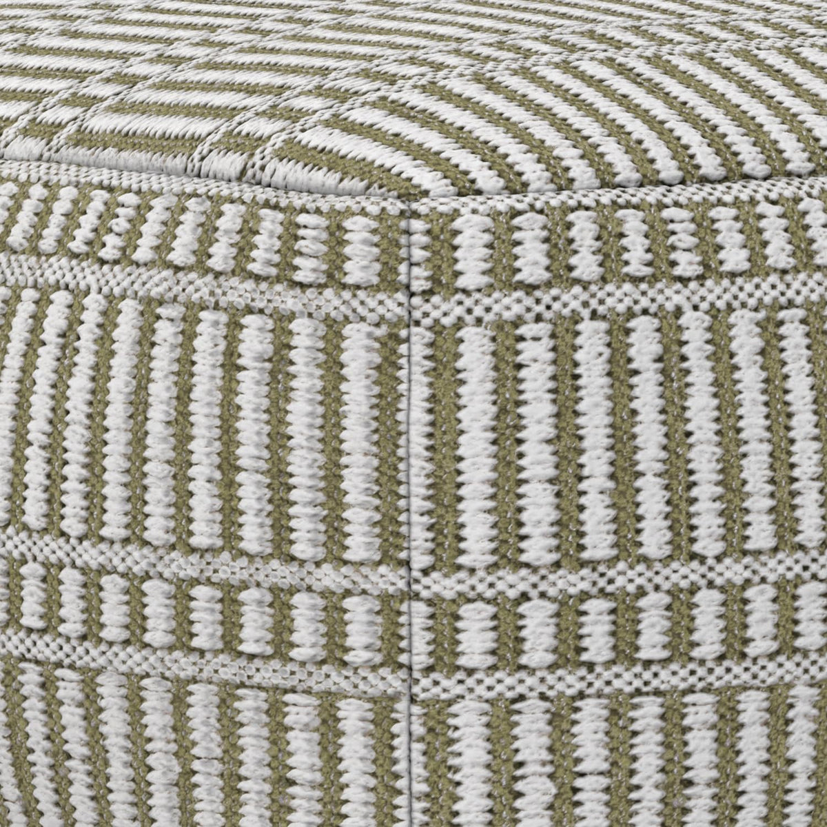 SIMPLIHOME Safford 20" Wide Square Pouf in Natural/White PET Polyester