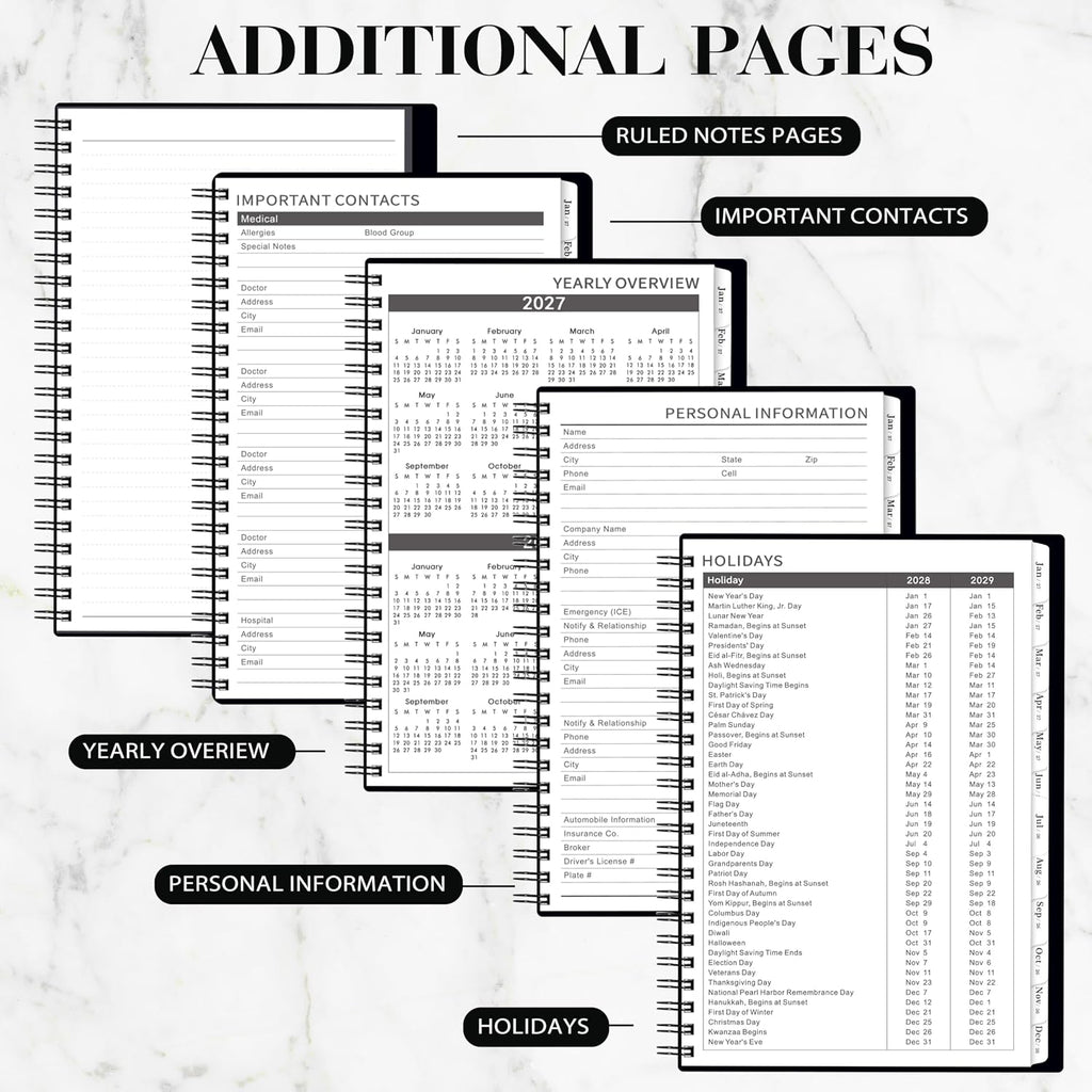 2026-2029 Monthly Planner/Calendar - 3 Year Monthly Planner 2026-2029, July 2026 - June 2029, 6.4" x 8.5", 36 Months Planner with Tabs, 30 Notes Pages, Double-Side Pocket, Holidays, Julian Dates