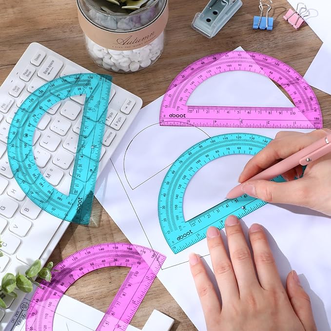 EBOOT 24 Pack Plastic Protractors Math Protractor 180 Degrees 6 Inch - Image 4