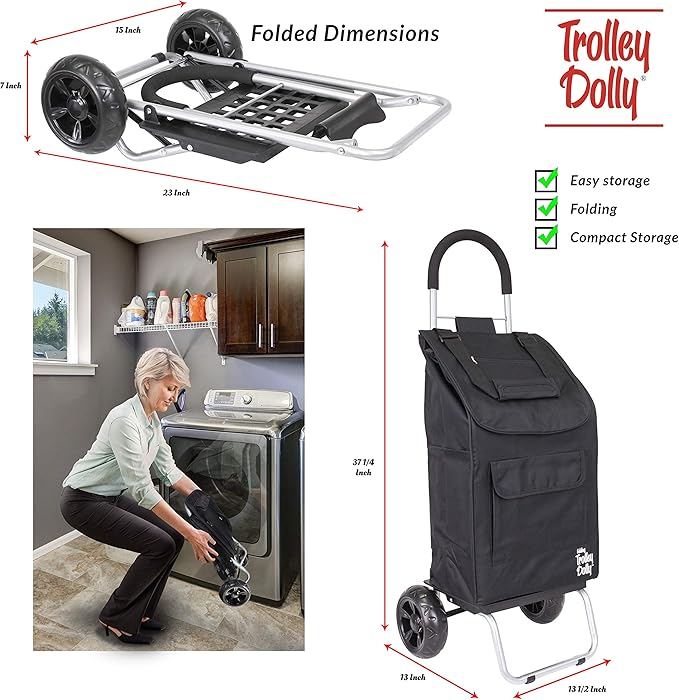 dbest products Trolley Dolly Black Foldable Shopping cart - Image 5