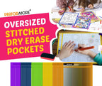 Performore Oversized Dry Erase Sleeves 50 Pack – 14" x 10.25" Reusable Write & Wipe Pockets with Eyelet, Clear Plastic Sleeves for Classroom, Worksheets, Office Use
