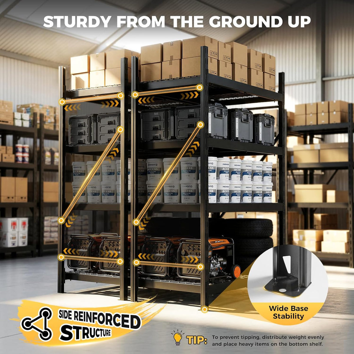 cammoo 6000lbs heavy duty storage shelves, 61''w x, front angle view