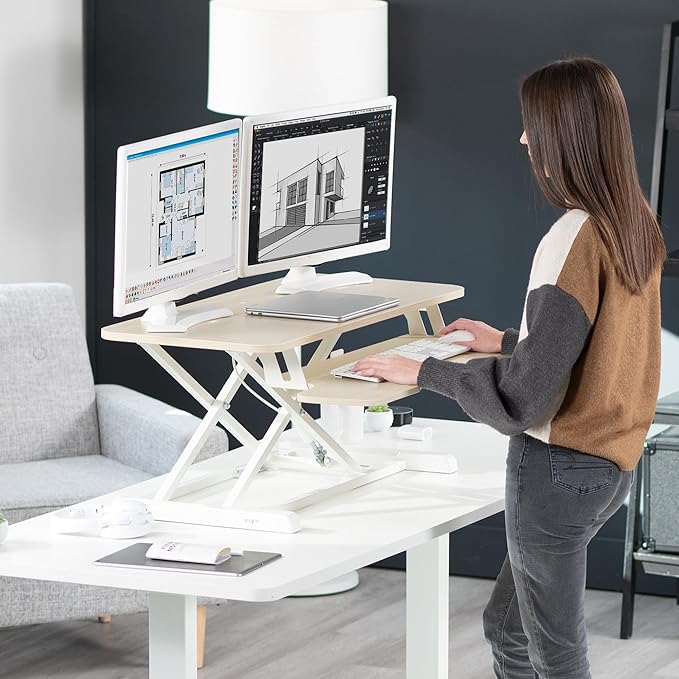 VIVO 36 inch Desk Converter, K Series, Height Adjustable Sit to Stand Riser - Image 9