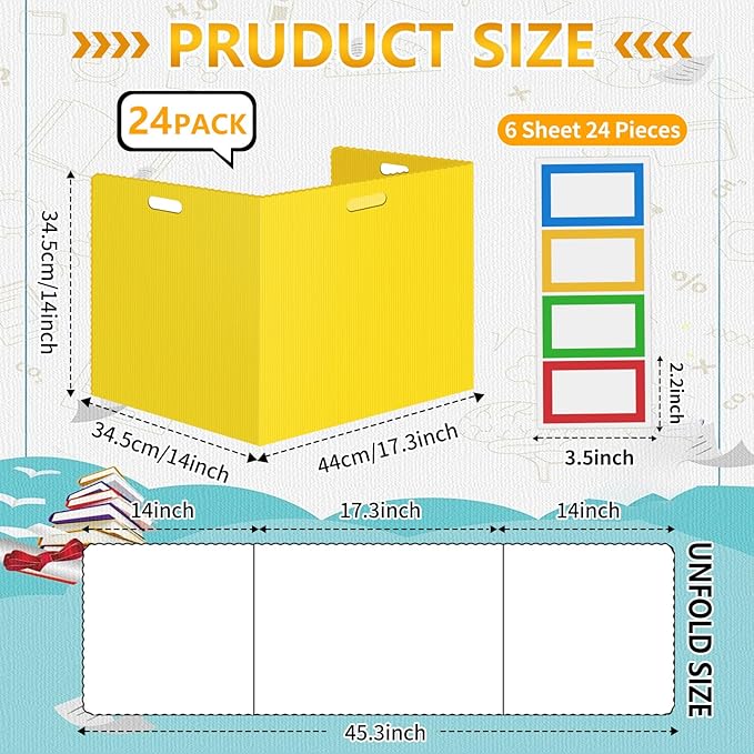 24 Pcs Desk Dividers for Students 14 × 17.5 × 14 Inch Plastic Waterproof - Image 3